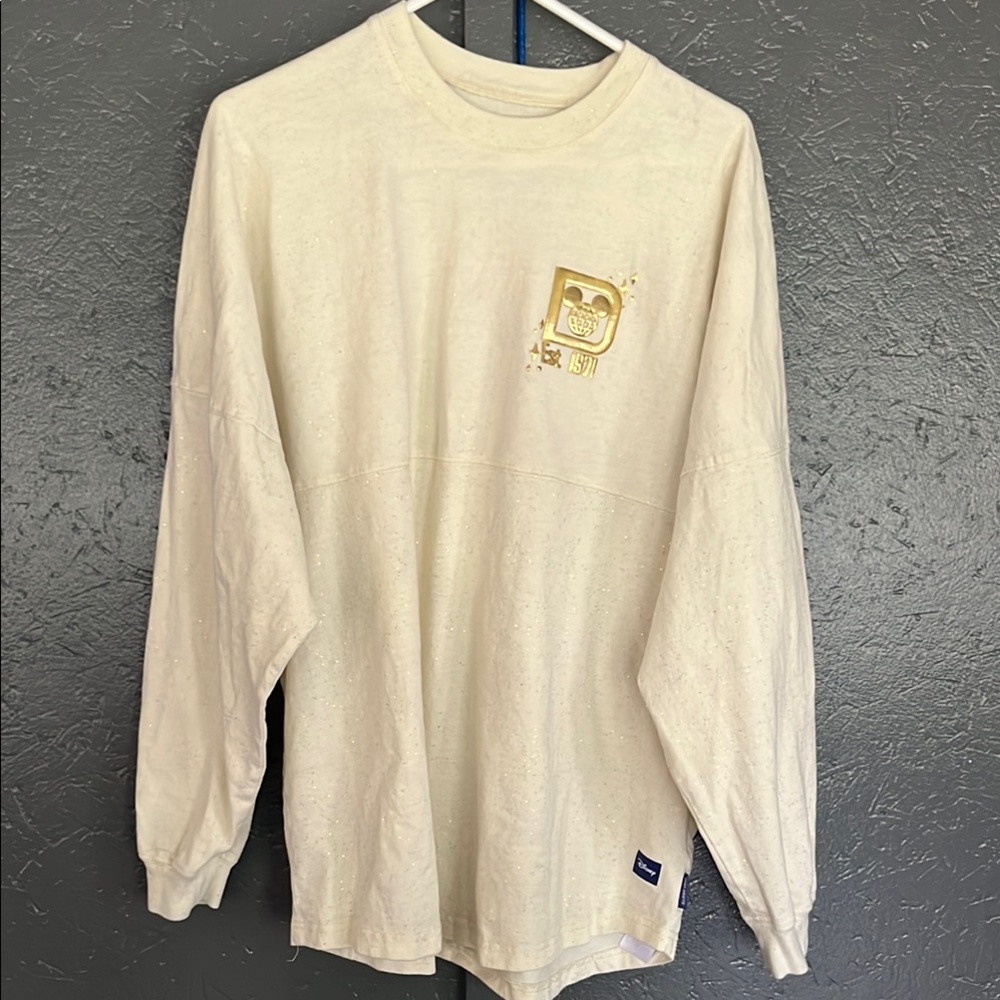 Walt Disney World Spirit Jersey Gold Castle Glitter Sz Large